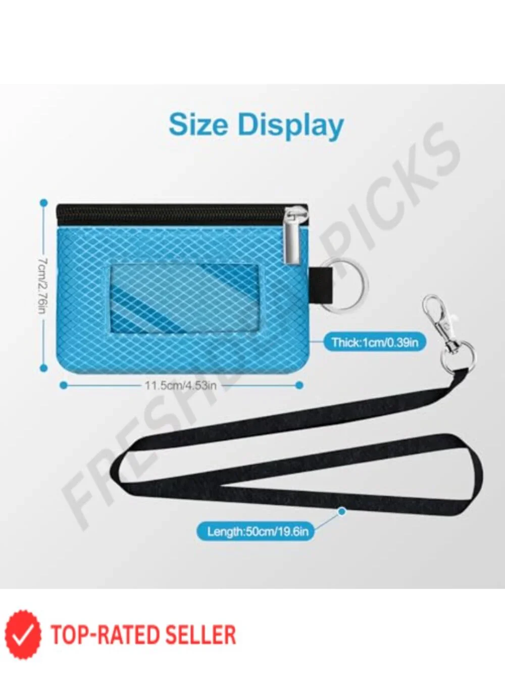 Minimalist RFID Blocking Small Wallet with ID Window, Zip Case with Lanyard